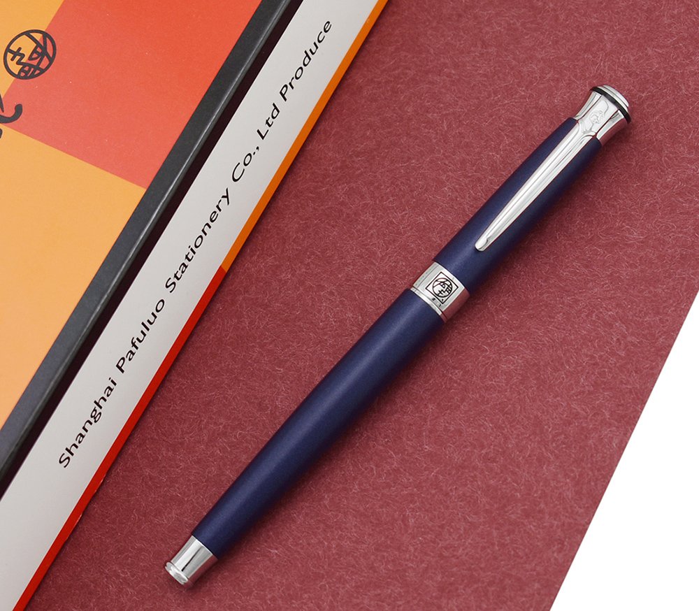 Lanxivi Picasso 903 Fountain Pen Matte Blue Purple Fine Nib Sweden Flower King on Top with Pen Box