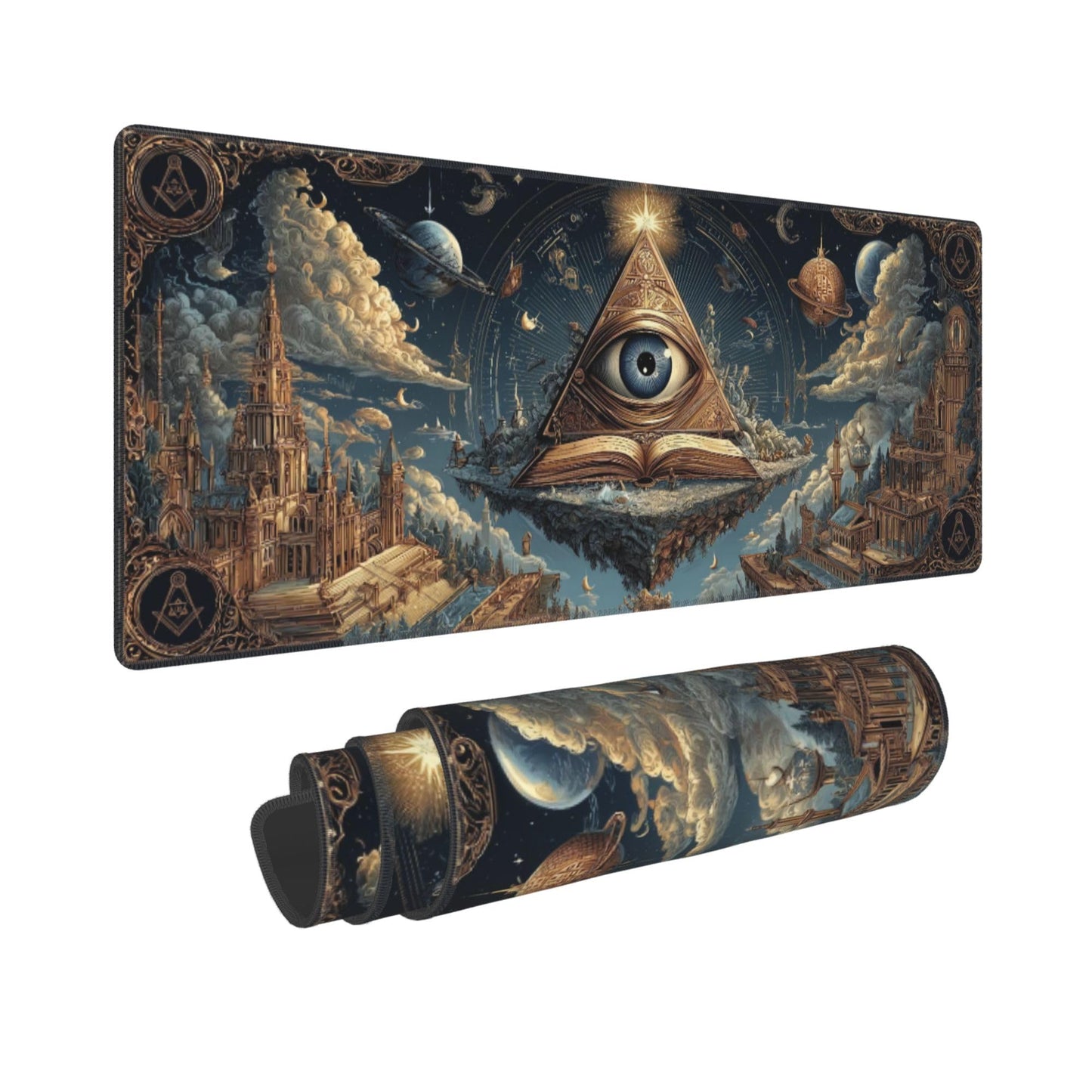Gothic Masonic Mouse Pad Extended Large Gaming Mouse Pad XL Stitched Edges for Gamer Home Office