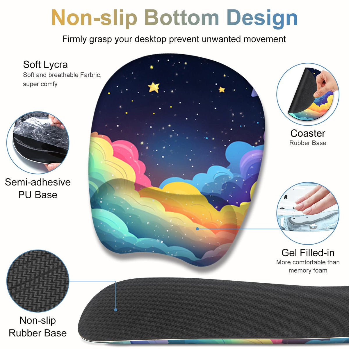 Mouse Pad with Wrist Support 4 in1 Set, XXL Big Game Mousepad + Keyboard Wrist Rest + Mouse Wrist
