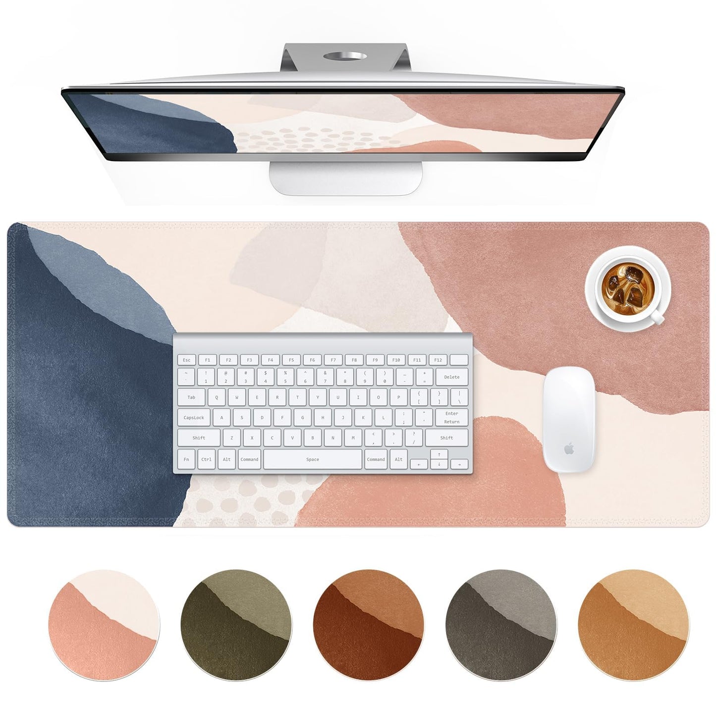 HAOCOO Pink Desktop Mat, Non-Slip Large Desk Decor for Home Office