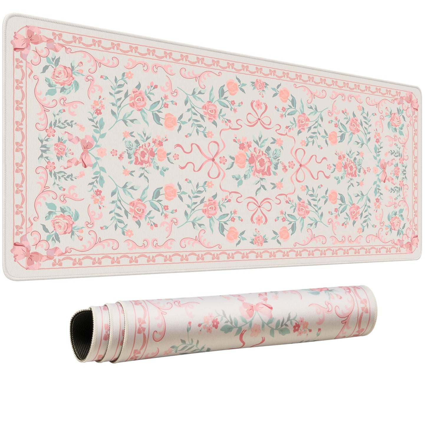 HAOCOO Pink Desk Protector, 31.5" x 11.8" Cute Desk Pad for Vanity Decor