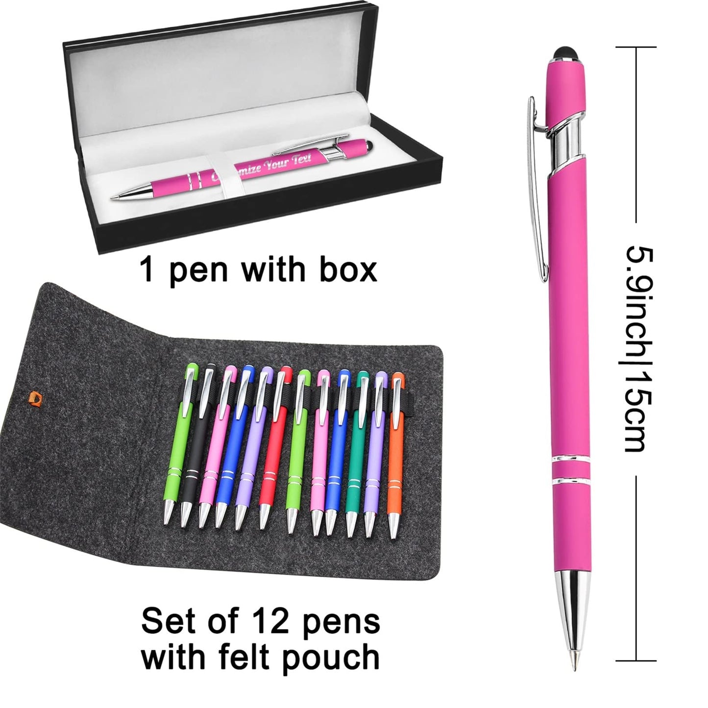 Fadace Up to 500 Pcs Personalized Pens Bulk Custom Customized Pen with Stylus Free Engraving