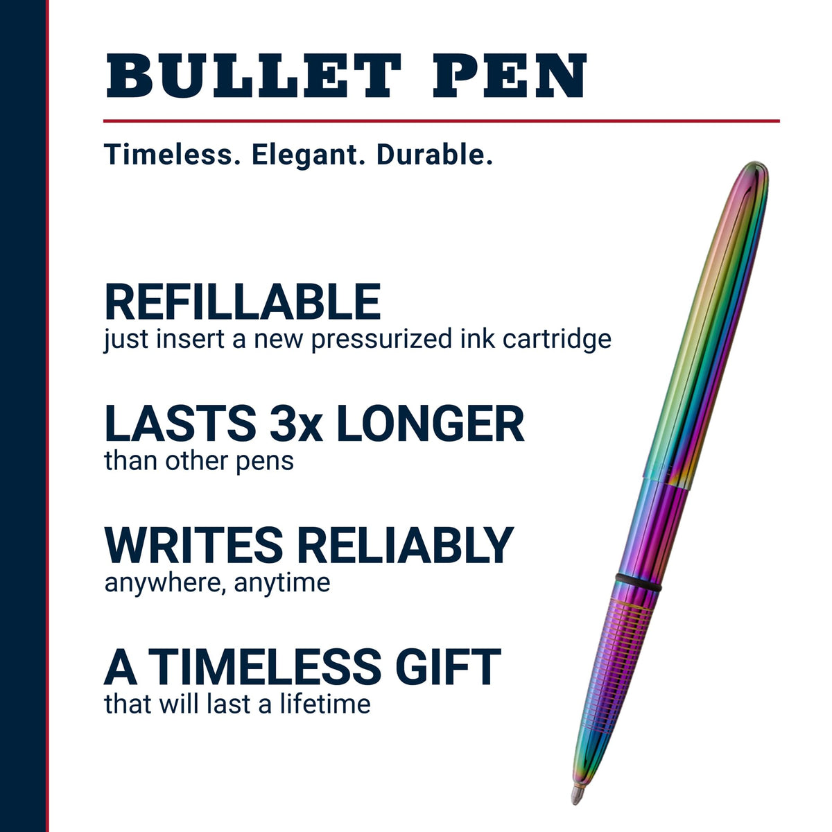 Fisher Space Pen Supernova Rainbow Titanium Nitride Ballpoint Bullet Pen