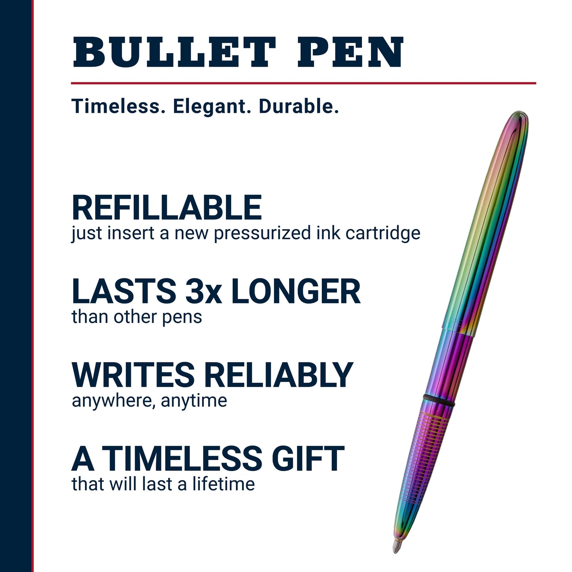 Fisher Space Pen Supernova Rainbow Titanium Nitride Ballpoint Bullet Pen