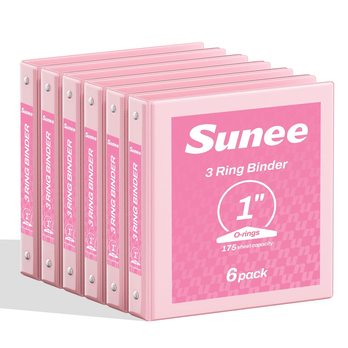 SUNEE 1 Inch Binders 3 Ring 6 Pack, Clear View Three Ring Binder PVC-Free (Fit 8.5x11 Inches) for