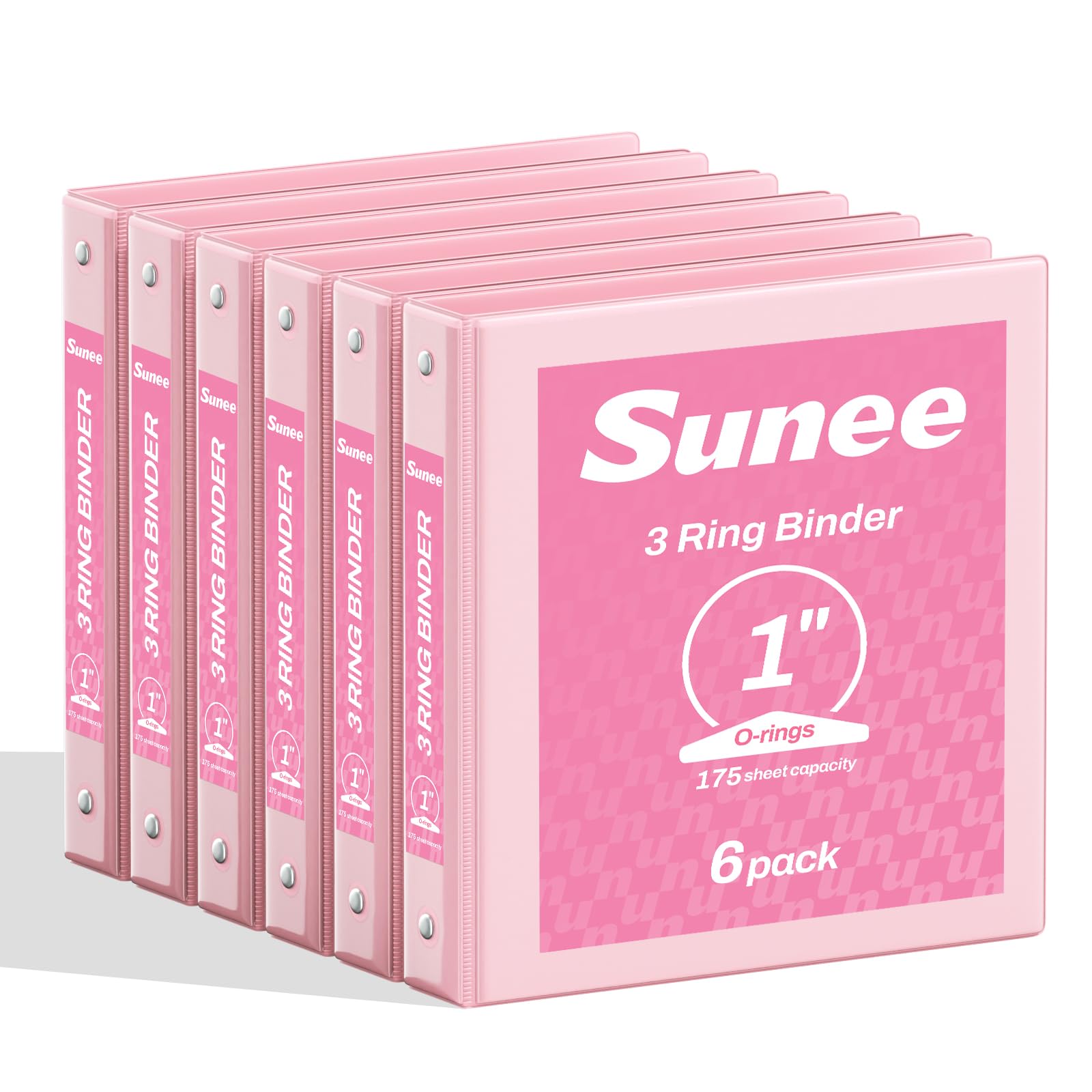 SUNEE 1 Inch Binders 3 Ring 6 Pack, Clear View Three Ring Binder PVC-Free (Fit 8.5x11 Inches) for