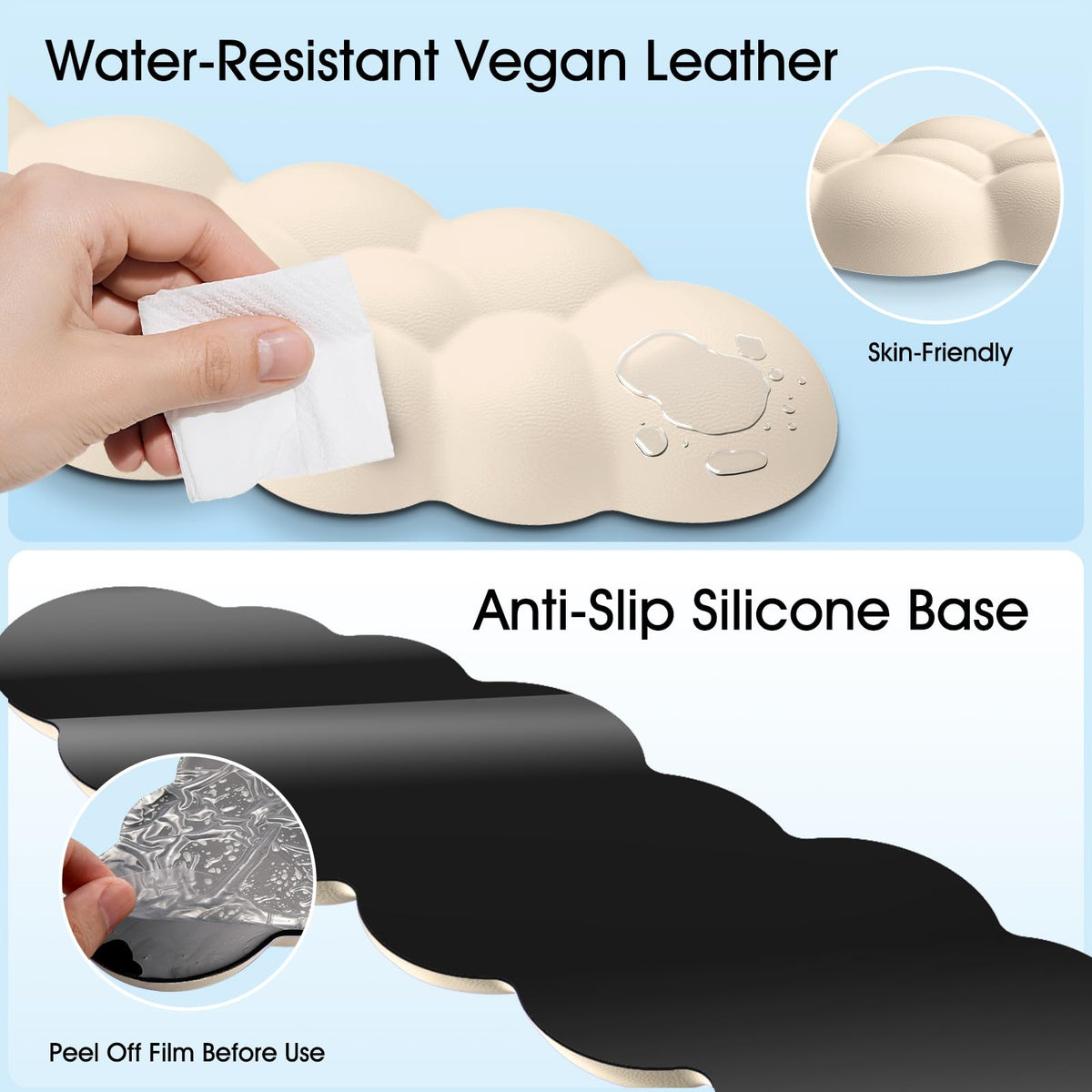 Retuhapy Cloud Wrist Rest Keyboard Cushion and Cloud Mouse Pad, Beige