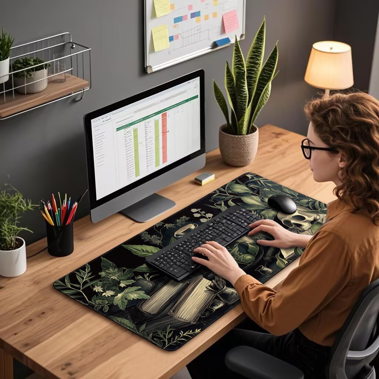 Mcapirivo Gothic Dark Botanical Large Gaming Mouse Pad Desk Mat 31.5"x15.7"