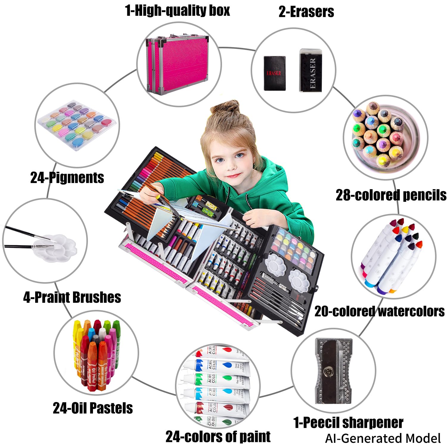 KINSPORY Art Set, 139 Pack Painting Drawing Art Supplies Kit with 2 Sketch Pads, Double Layers Art