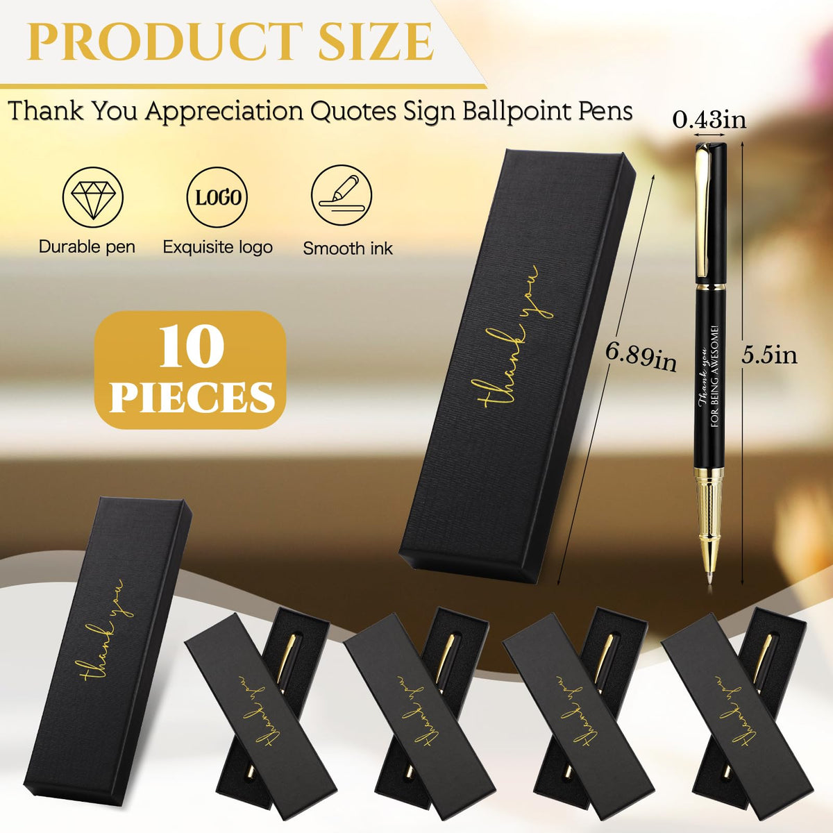 PerKoop 10 Sets Thank You Gifts, Appreciation Pens with Boxes for Men Women