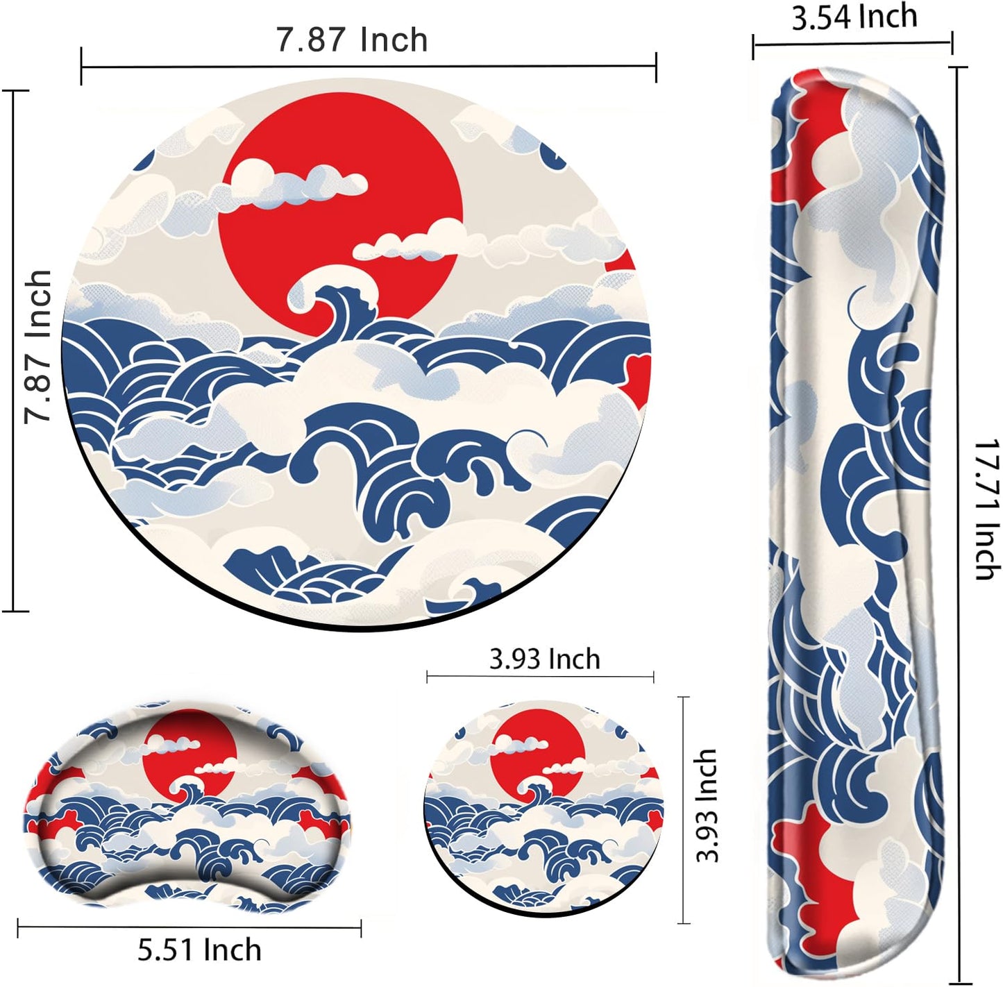 Sea Wave Keyboard Wrist Rest and Mouse Pad with Wrist Support Memory Foam Keyboard Rest Wrist Pad