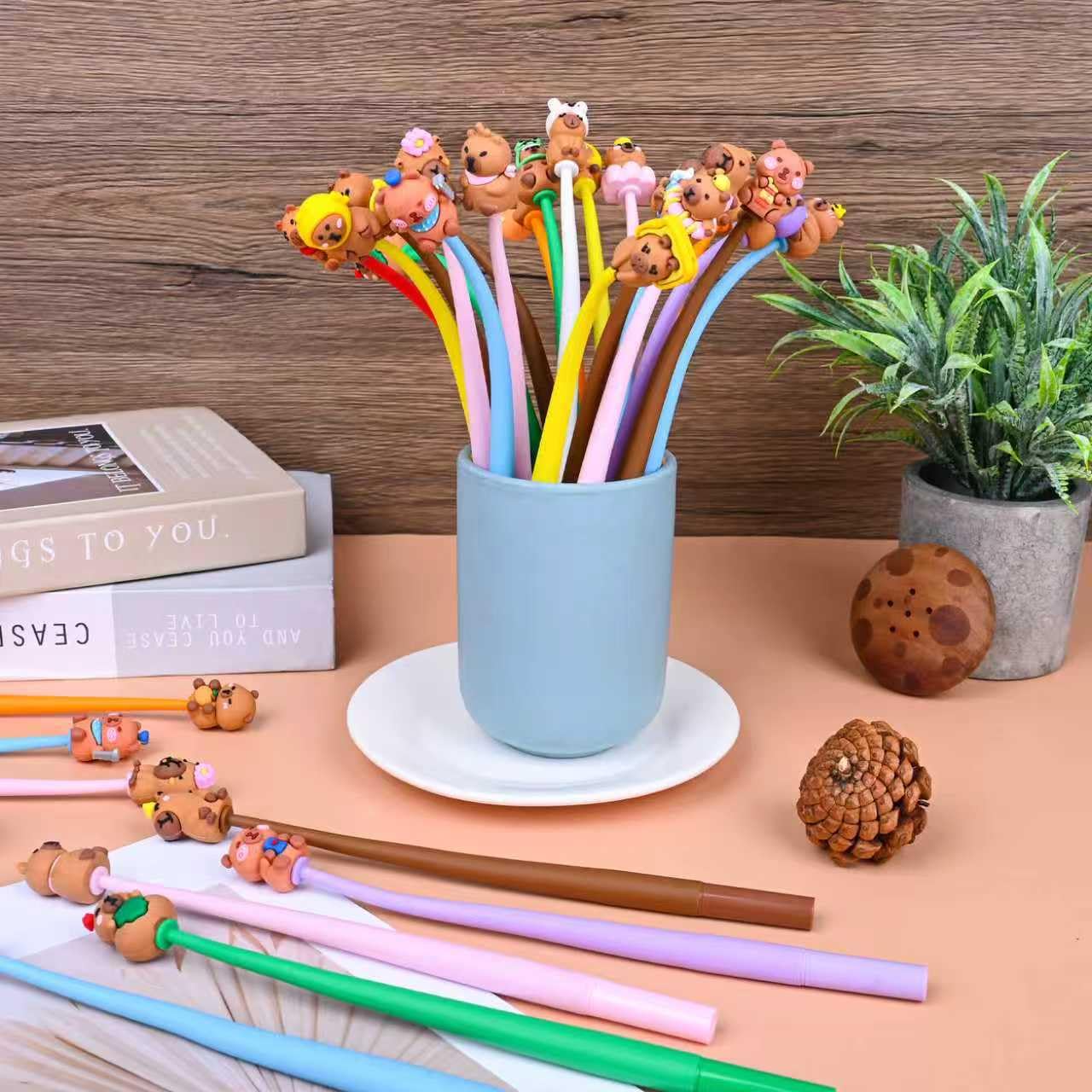 LiYiQ 50 PCS Capybara Stress Relief Bobblehead Pens Fun Cute Pen for kids Fidget Pens Kawaii Pen