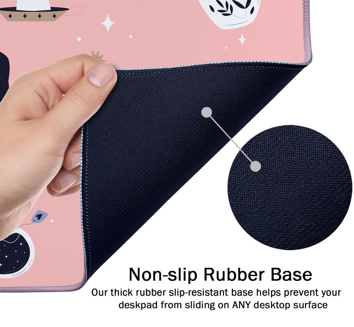 SSOIU Large Mouse Pad, Cute Pink Goth Desk Mat for Desktop, Women Girls Waterproof Gaming Mousepad