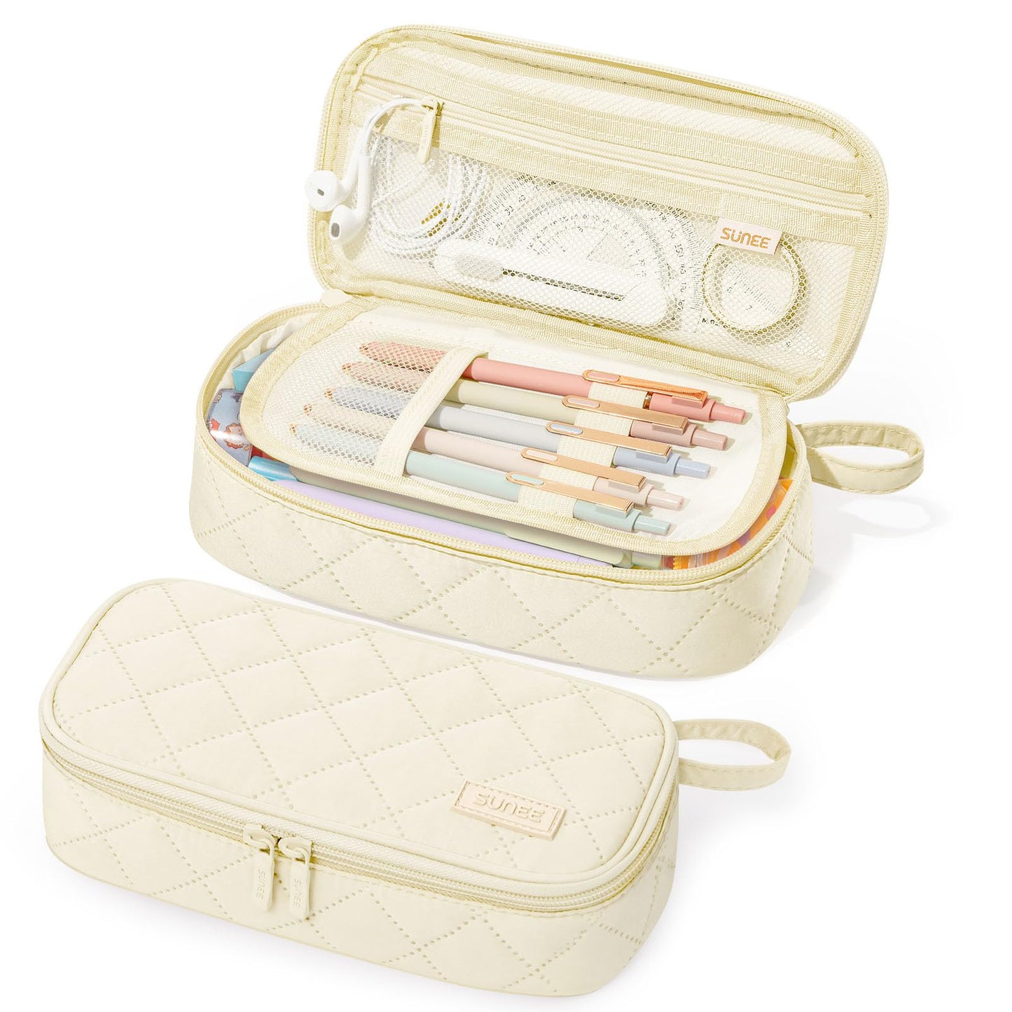 SUNEE Cute Pencil Case, Large Capacity Pencil Pouch Aesthetic Zipper Pencil Bag, Big Storage Pen
