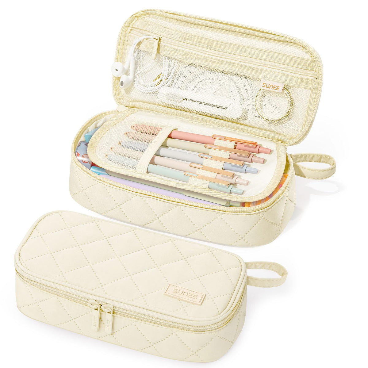 SUNEE Cute Pencil Case, Large Capacity Pencil Pouch Aesthetic Zipper Pencil Bag, Big Storage Pen