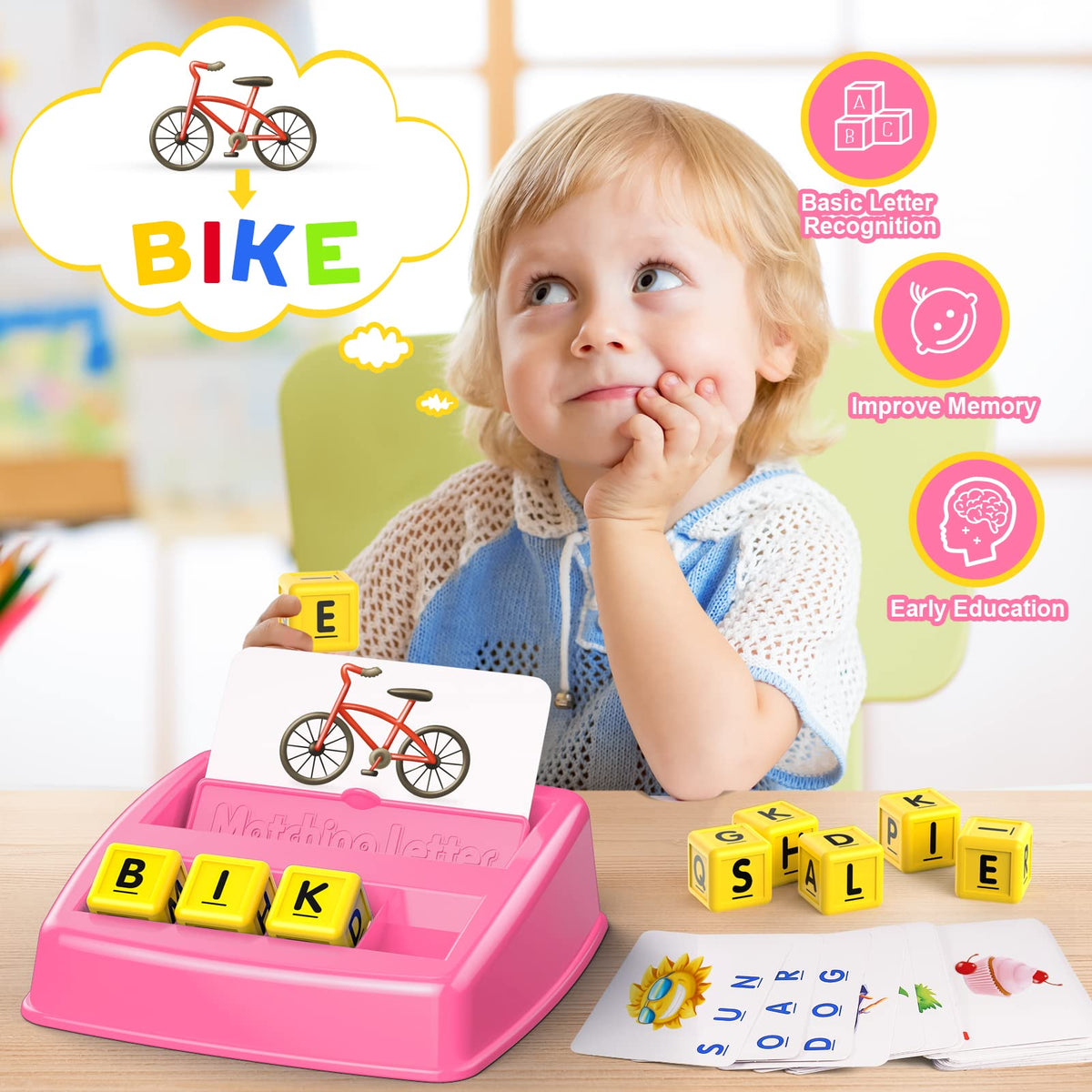 LIWIN LET'S GO! Toys for 3-8 Year Olds Girls, Matching Letter Spelling Games for Kids Ages 3-8
