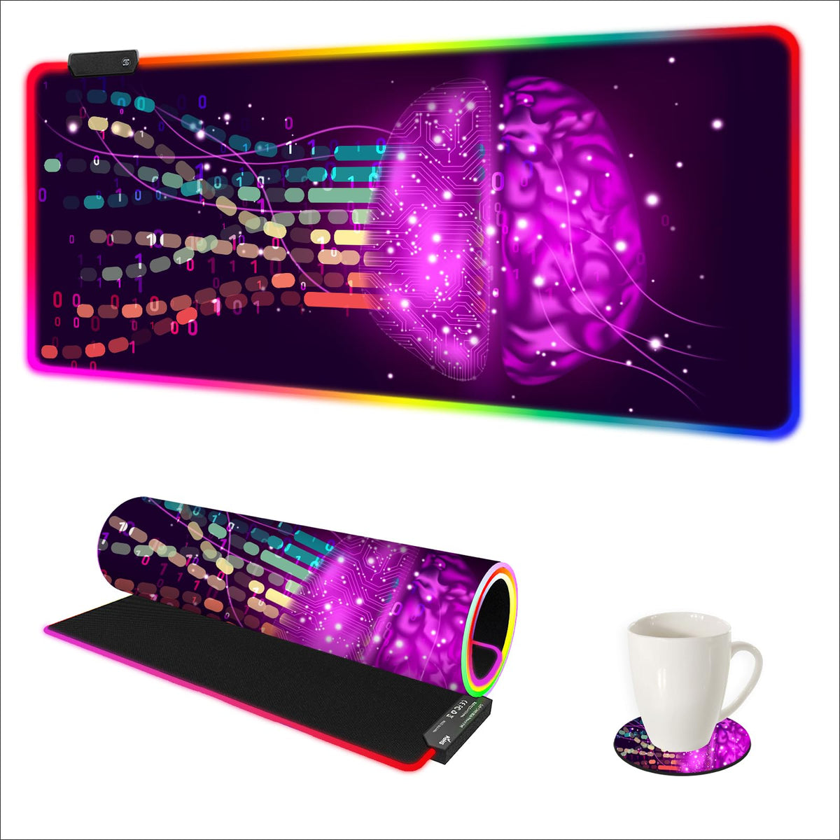 ARTSO Purple RGB Gaming Mouse Pad, XXL Large Extended Glowing Led Keyboard Mat, Cool Mouse pad Desk