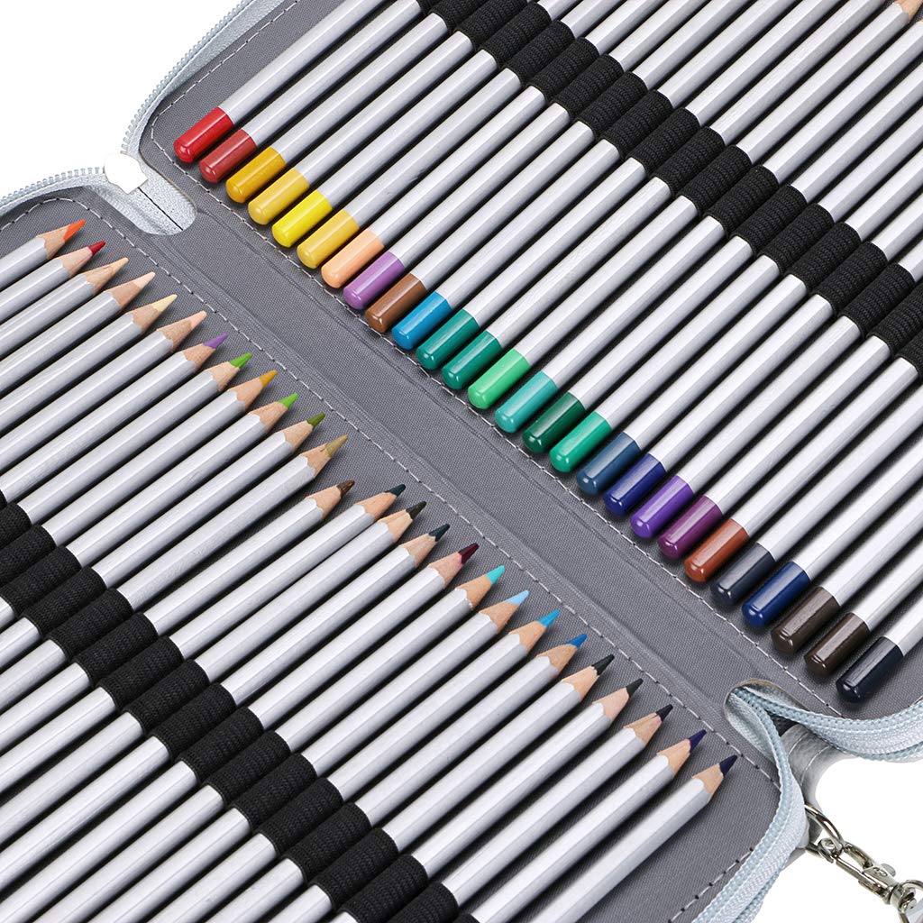 BTSKY 200 Slots Colored Pencil Organizer - Deluxe PU Leather Pencil Case