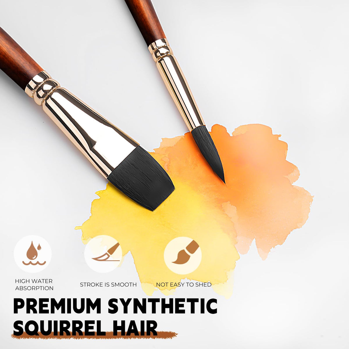Watercolor Brushes Professional, Fuumuui 10Pcs Synthetic Squirrel Hair Water Color Paint Brush Set