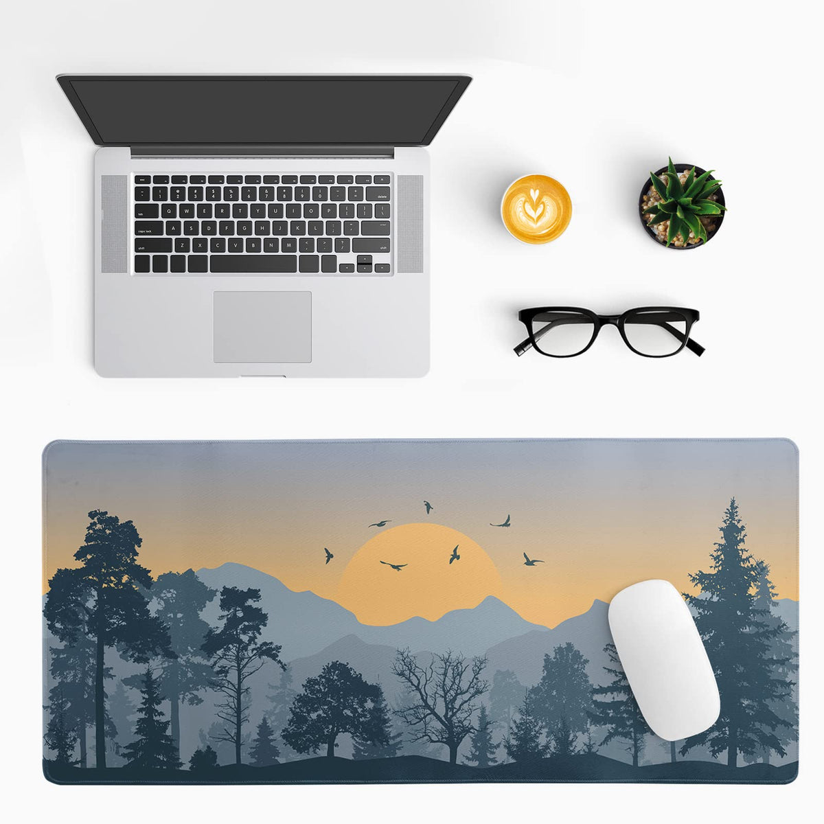 Mountain Gaming Mouse Pad 31.5x11.8 Inch Forest Large Mousepad Extended Grey Mousepad Gaming
