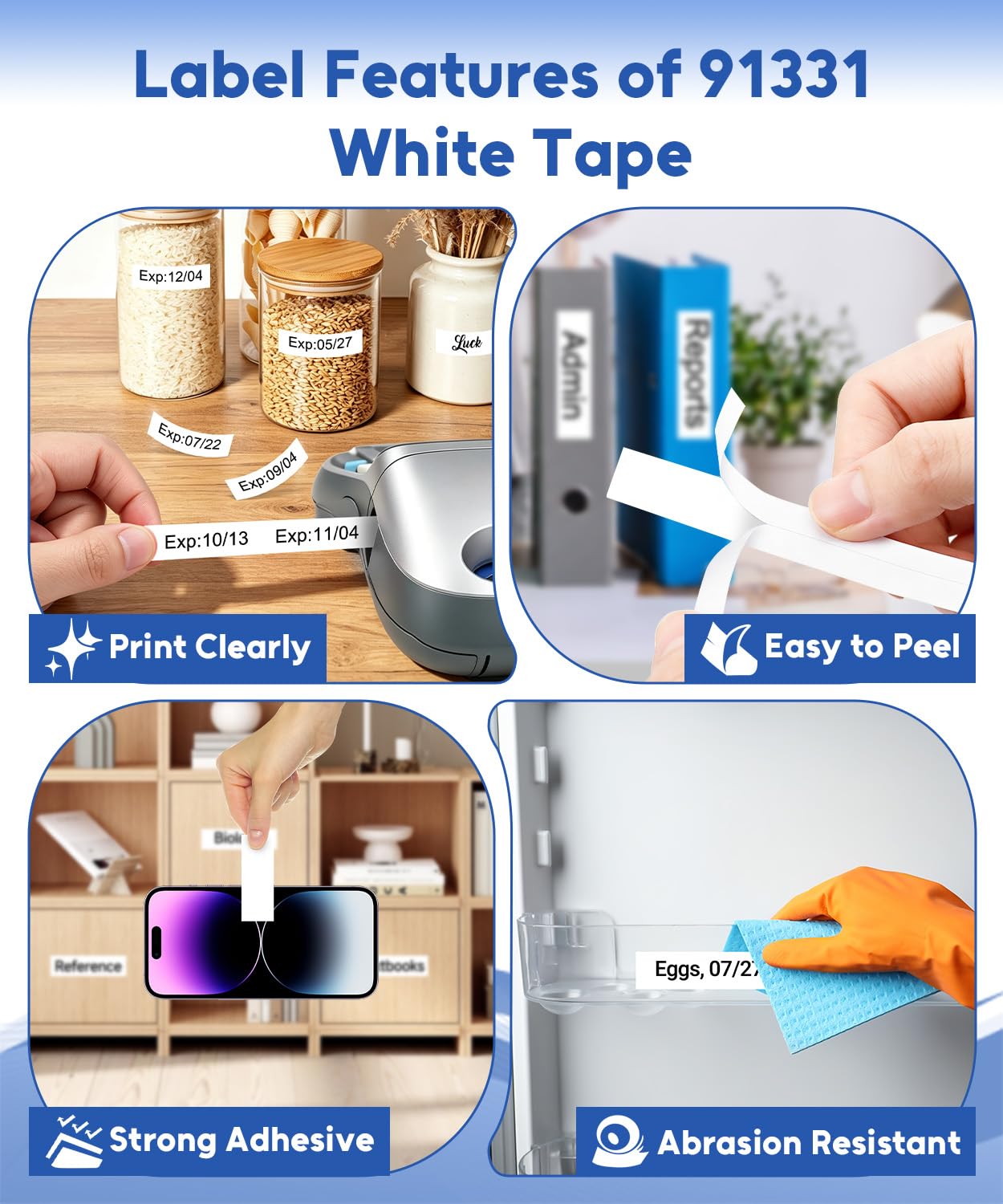 6PK Plastic White Tape 1/2'' 91331 Compatible for Dymo LetraTag Refills