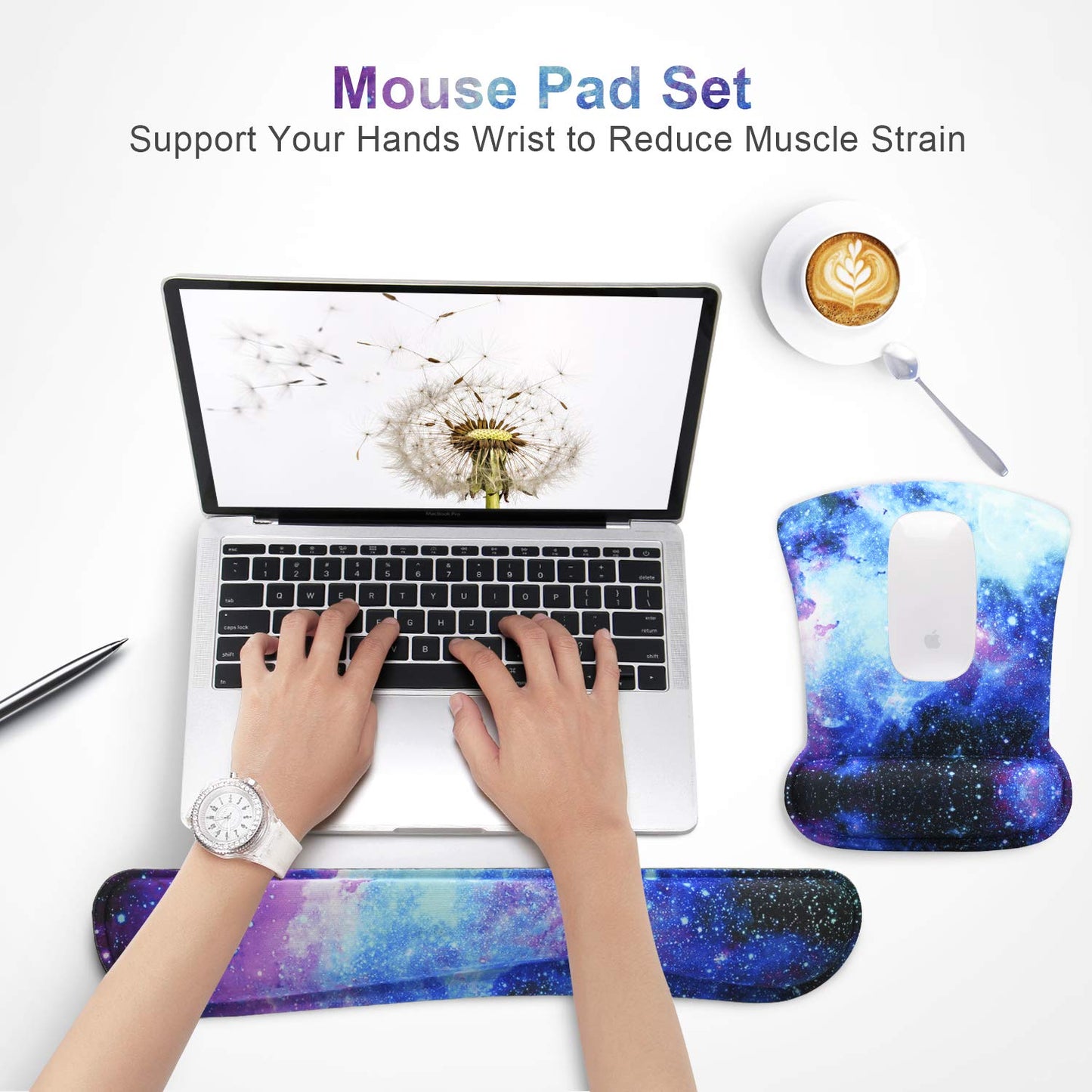 Mouse Pad with Wrist Support and Keyboard Wrist Rest Pad Set,Ergonomic Mouse Pads for Computers