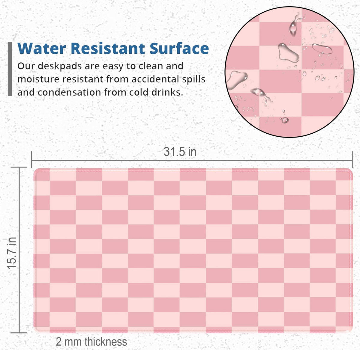 Large Pink Mouse Pads for Desk, XXL Checkered Pattern Mouse Pad, Square Premium Texture Computer