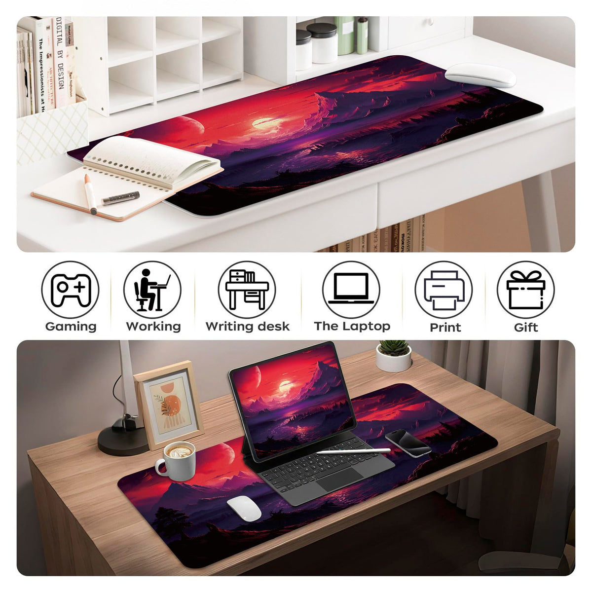 Leather Desk Mat 31.5" x 15.7", Desk Pad for Computer or Laptop, Galaxy Computer Mat Mouse Pad for