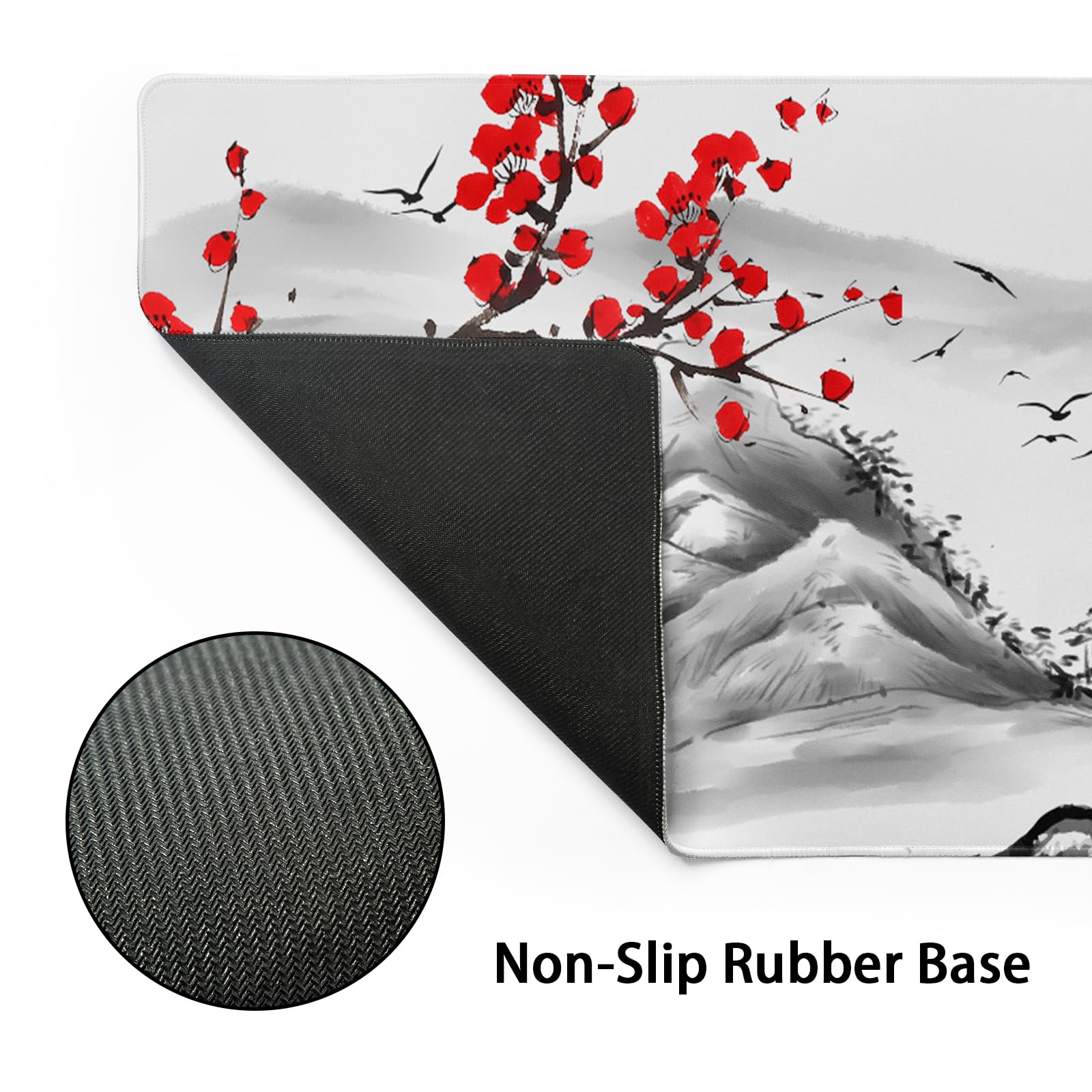 Watercolor Cherry Blossom Mouse Pad 35.4x15.7in Extended Large Japanese Sakura Full Desk Pad