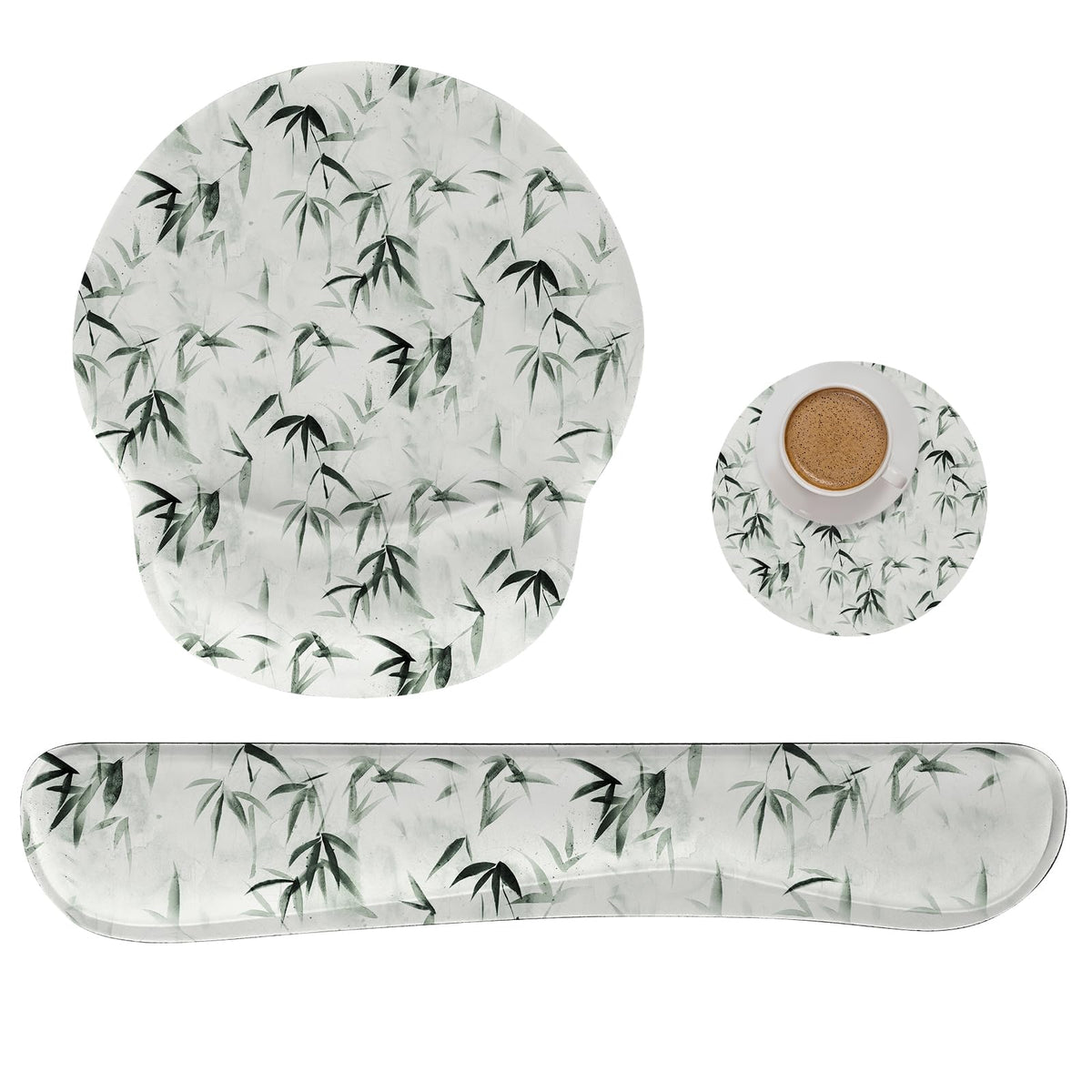 RICHEN 3 PCS Computer Mouse Pads for Desk with Coaster Set, Non-Slip Keyboard Wrist Rest and Mouse