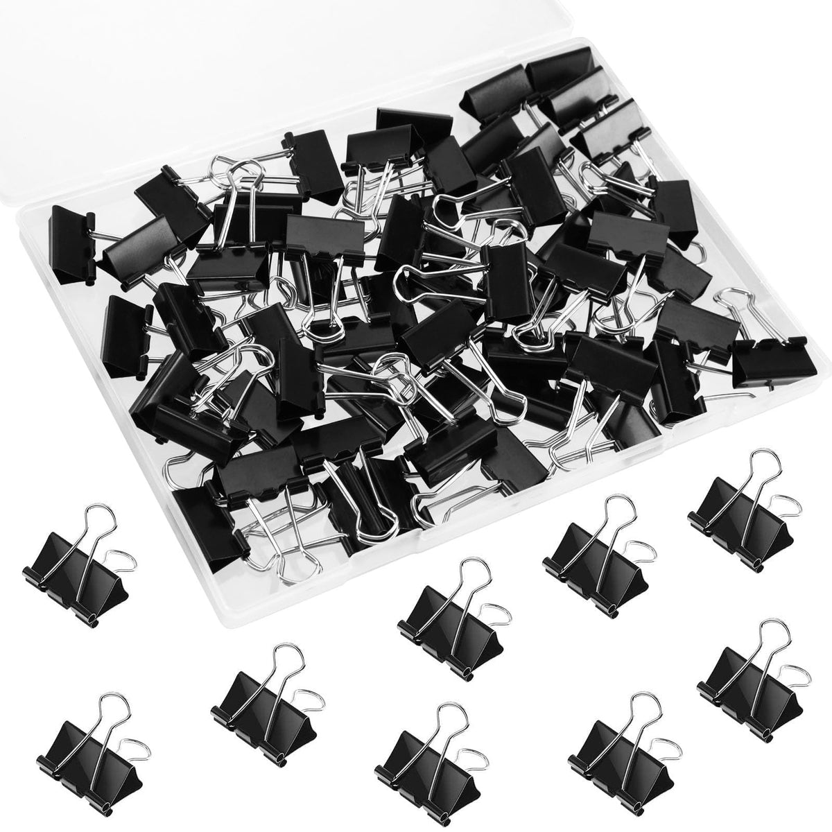 SANNIX 42 PCS Binder Clips, 1 inch 25mm Binder Clips Black Paper Clamps Medium Size for Office Home
