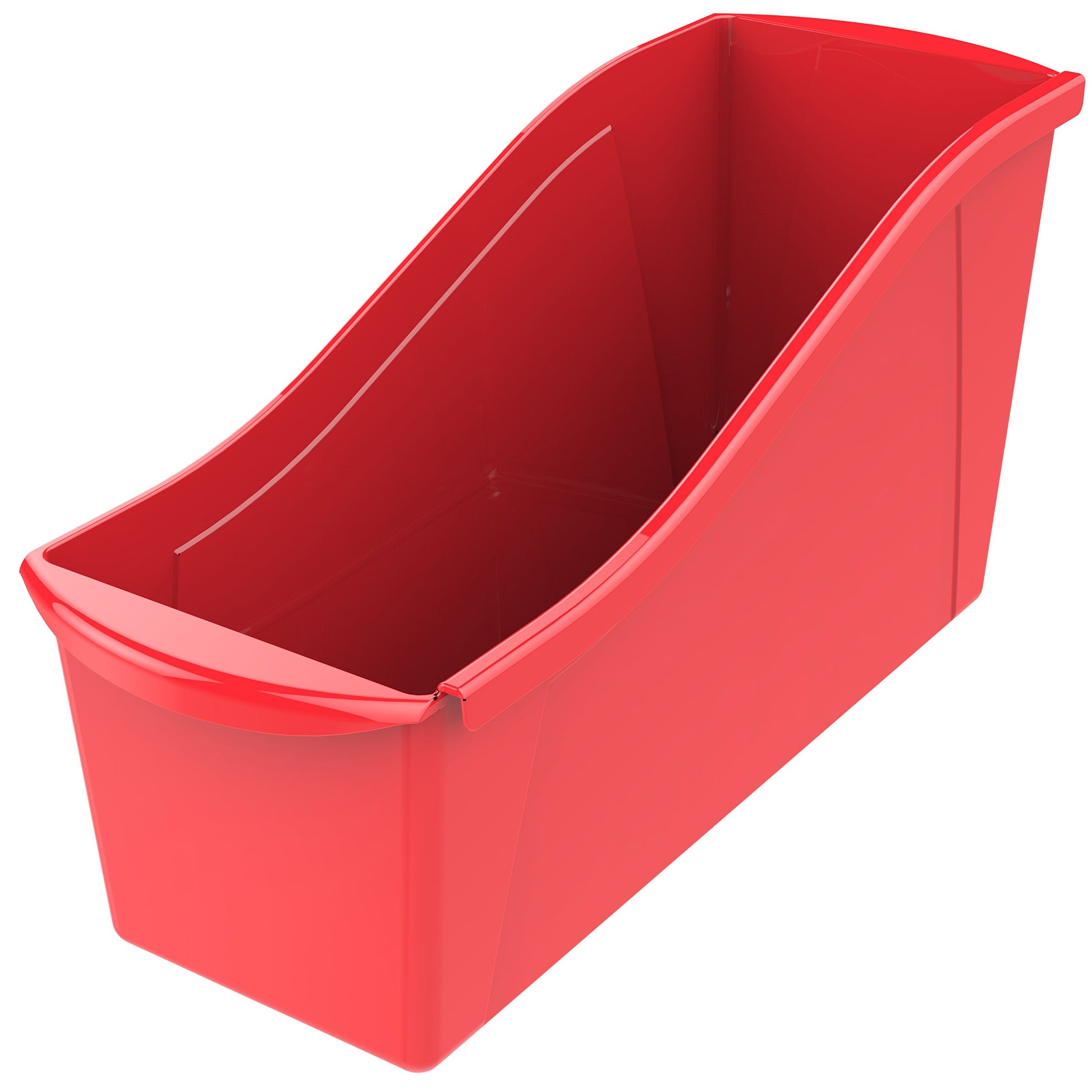 Storex Large Book Bin, Interlocking Plastic Organizer for Home, Office and Classroom, Red, 6-Pack