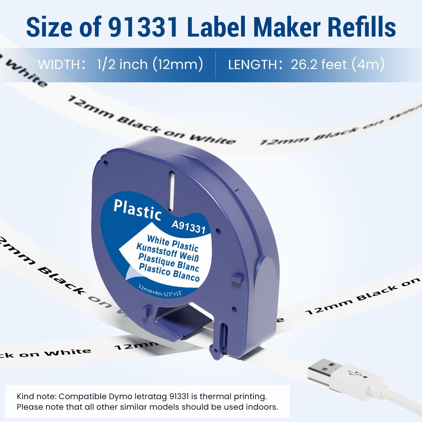 Labelife 91331 Replace for DYMO LetraTag Label Maker Refills White Plastic
