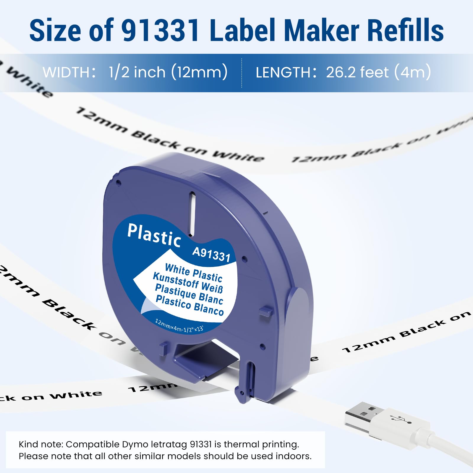 Labelife 91331 Replace for DYMO LetraTag Label Maker Refills White Plastic