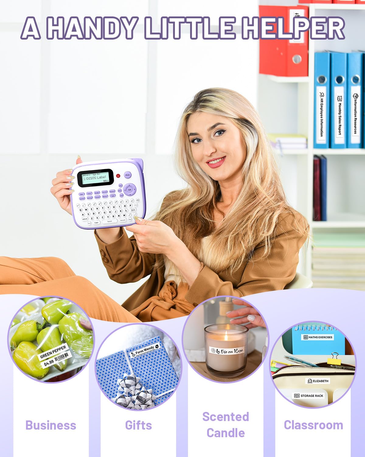 EazeID D210S Label Maker Machine with-Tape, Label Maker Waterproof-Labels