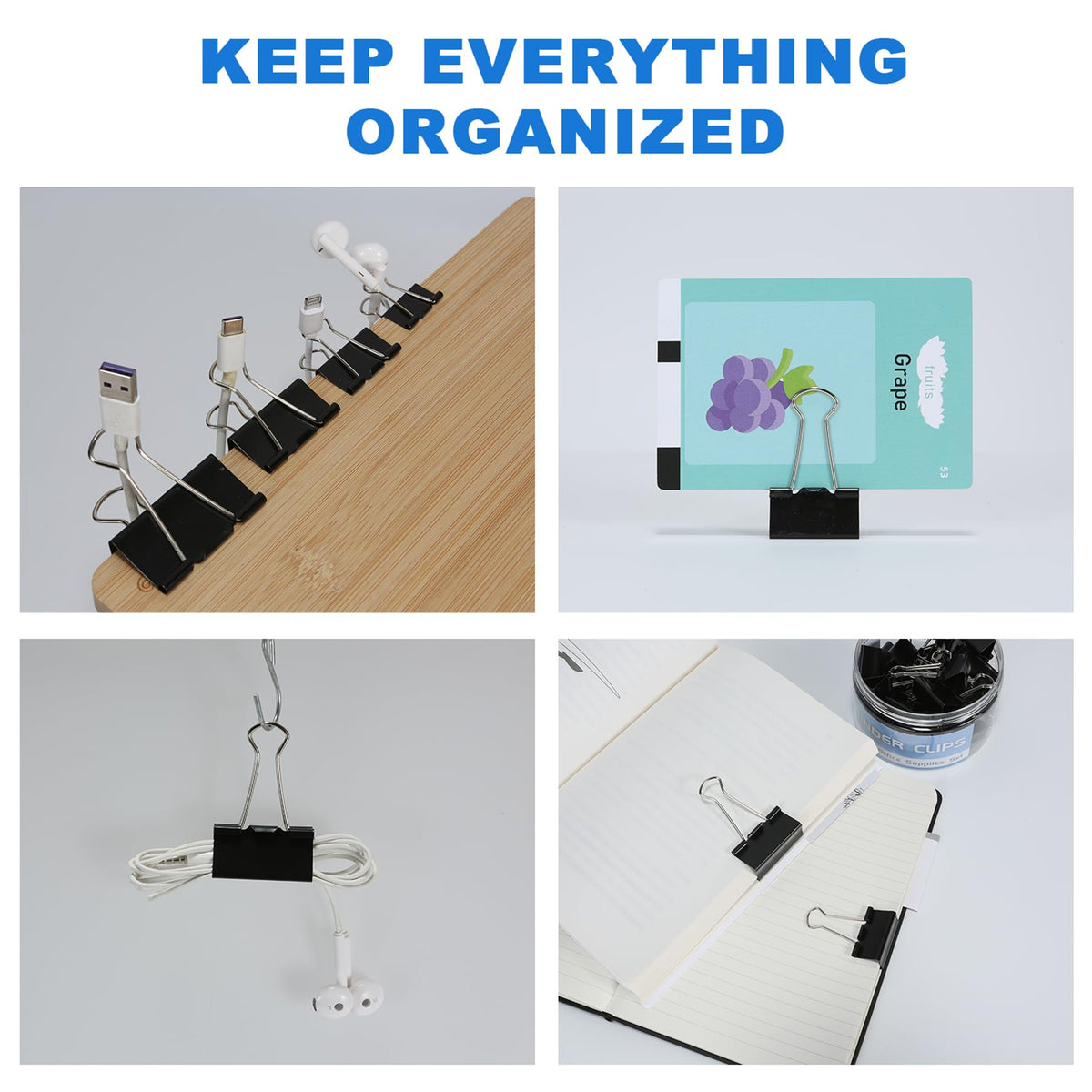 Binder Clips Assorted Sizes Including Extra Large Medium Small Mini and Micro, Office Supplies File