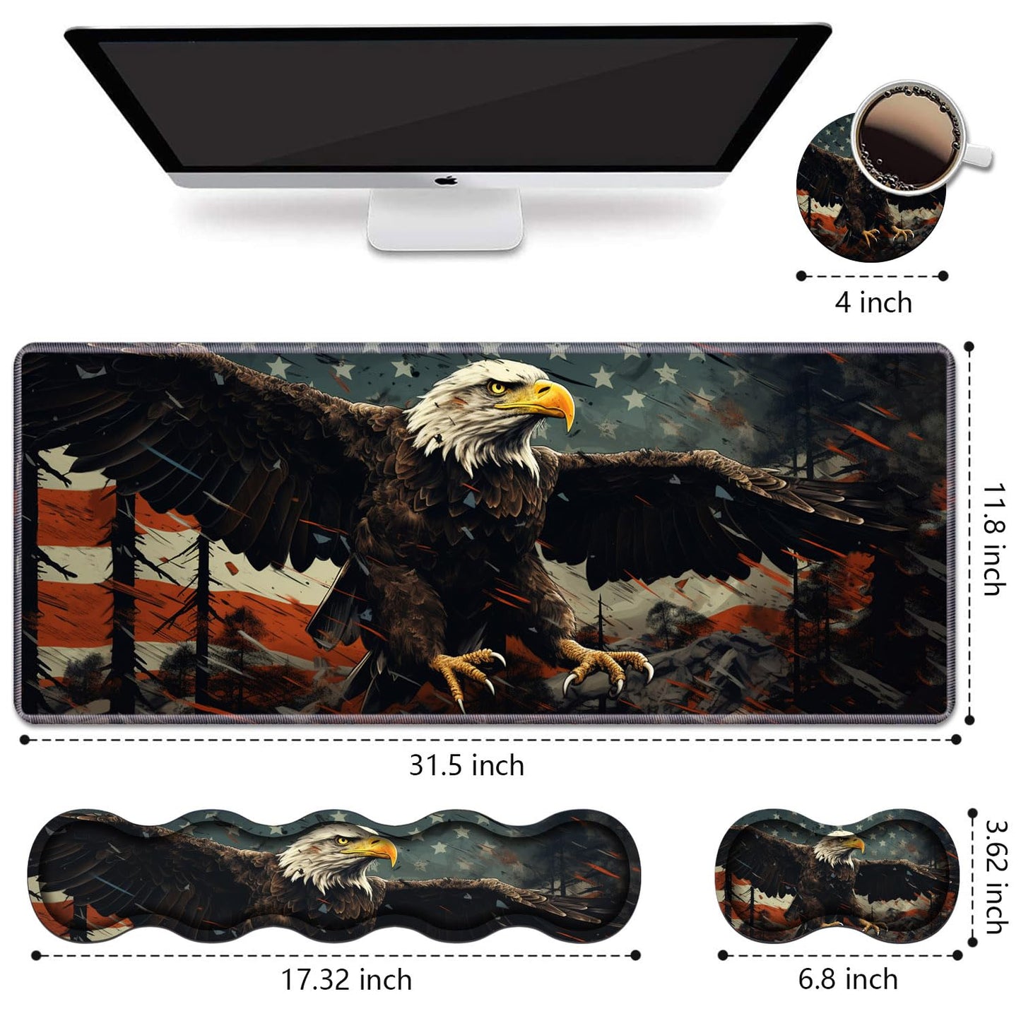 Ergonomic Keyboard Wrist Rest & Mouse Pad Wrist Rest Set,Large XXL Gaming Desk Mat 31.5"x