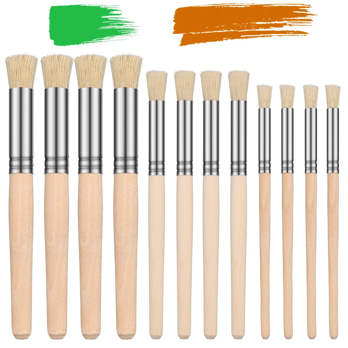 Patelai 24 Pcs Wood Stencil Brushes Natural Bristle Dome Art Painting Brush
