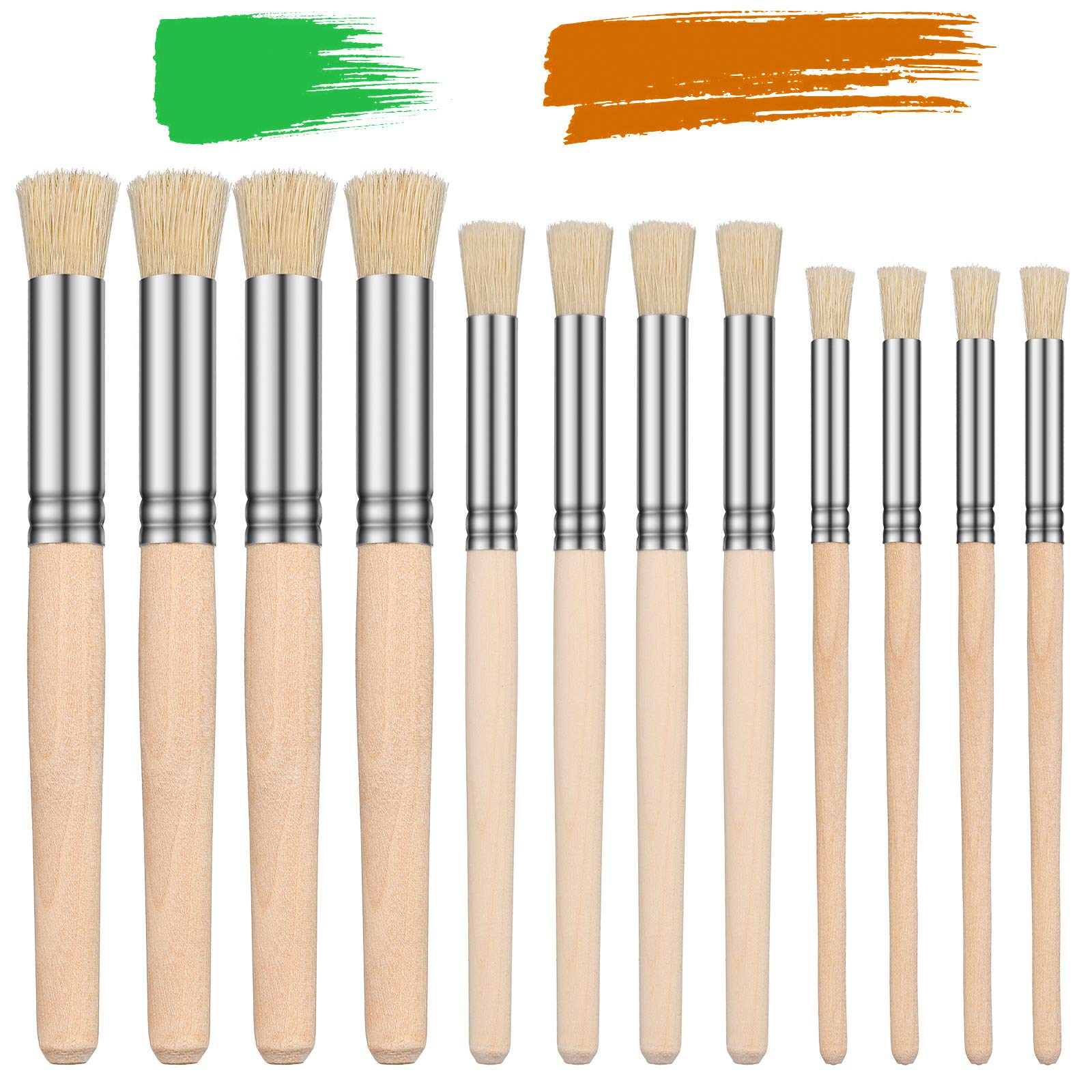 Patelai 24 Pcs Wood Stencil Brushes Natural Bristle Dome Art Painting Brush