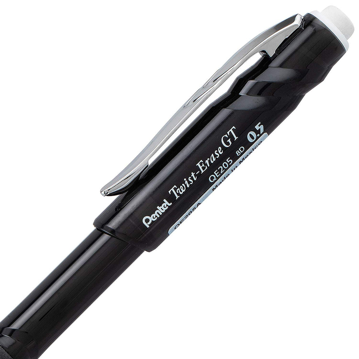 Pentel Twist-Erase GT, 0.5mm, Mechanical Pencil Transparent Black barrel, Box of 12 (QE205A)