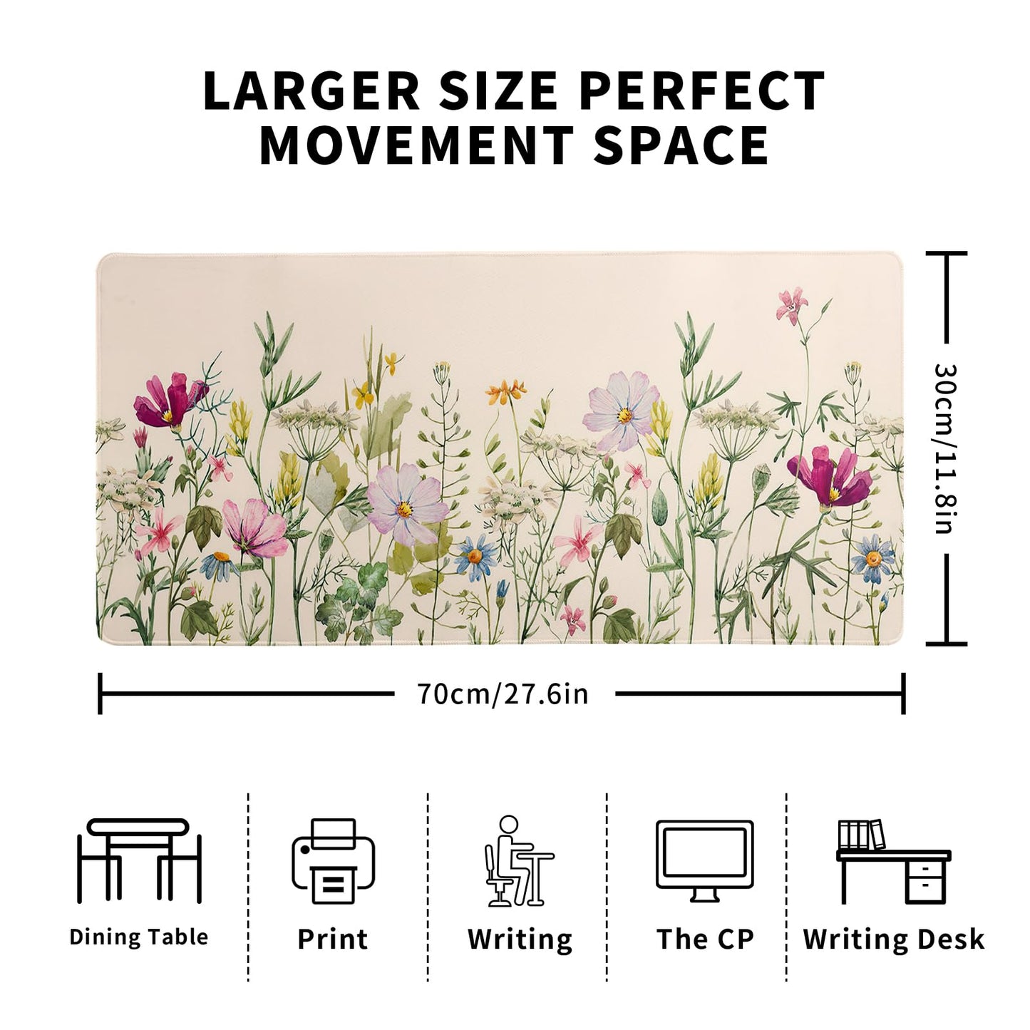 Flower Gaming Mouse Pad Large Mouse Pad for Keyboard and Mousepad Desk Mat with 3mm Non-Slip Base