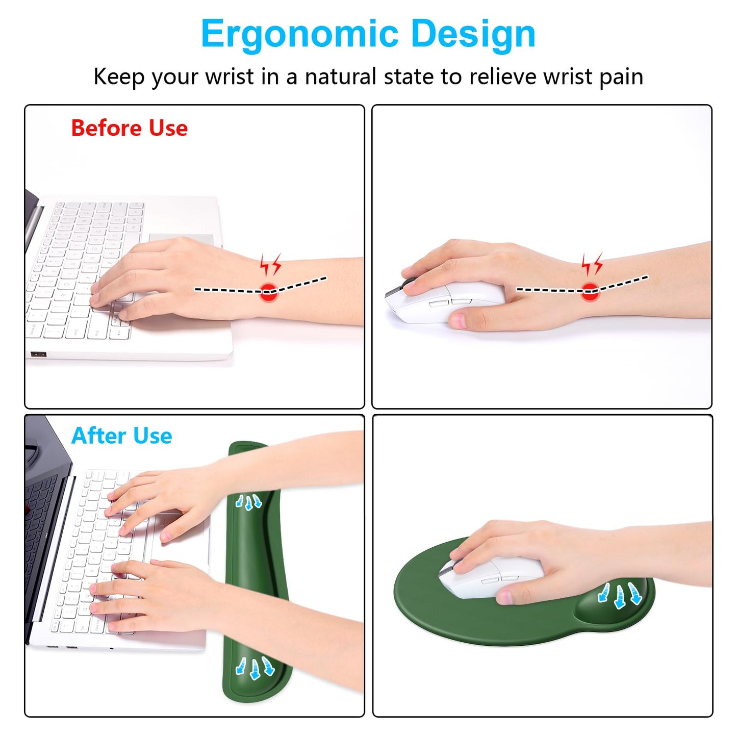 Dapesuom Keyboard Wrist Rest and Mouse Pad with Wrist Support, Cute Memory Foam Cushion for