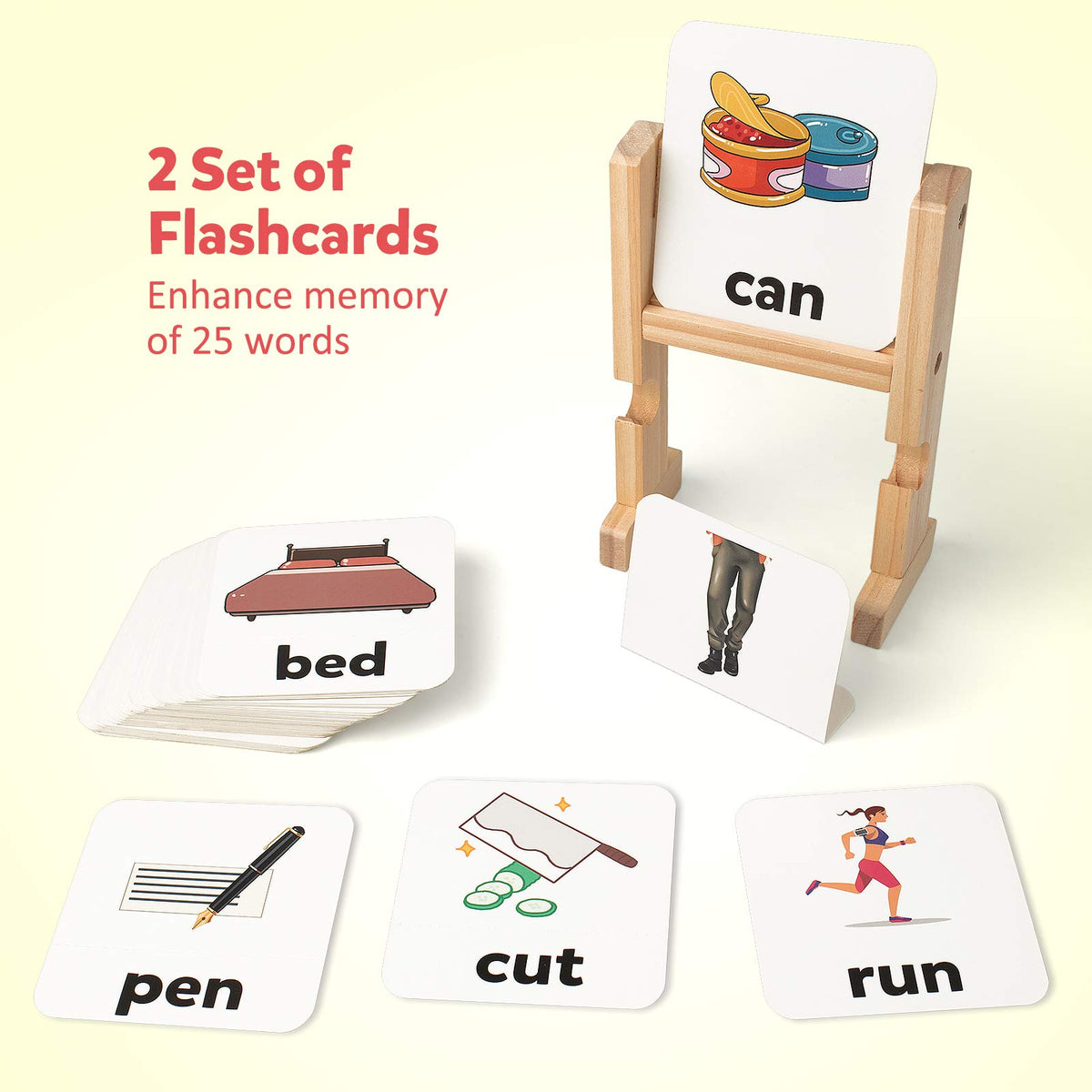 Coogam Wooden Reading Blocks Short Vowel Rods Spelling Games, Flash Cards Turning Rotating Letter