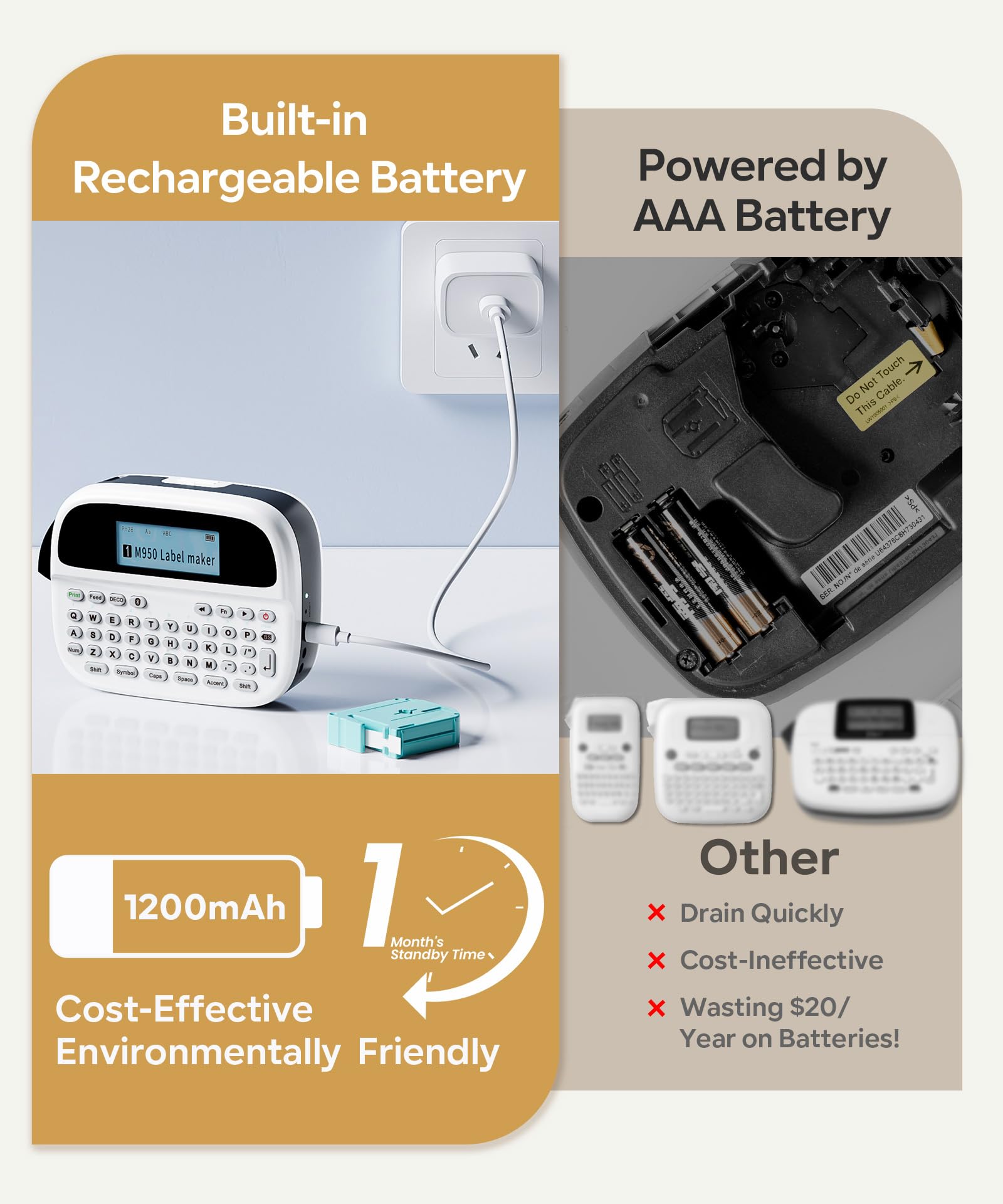Label Maker Machine with Tapes, Rechargeable Label Maker Waterproof-Labels