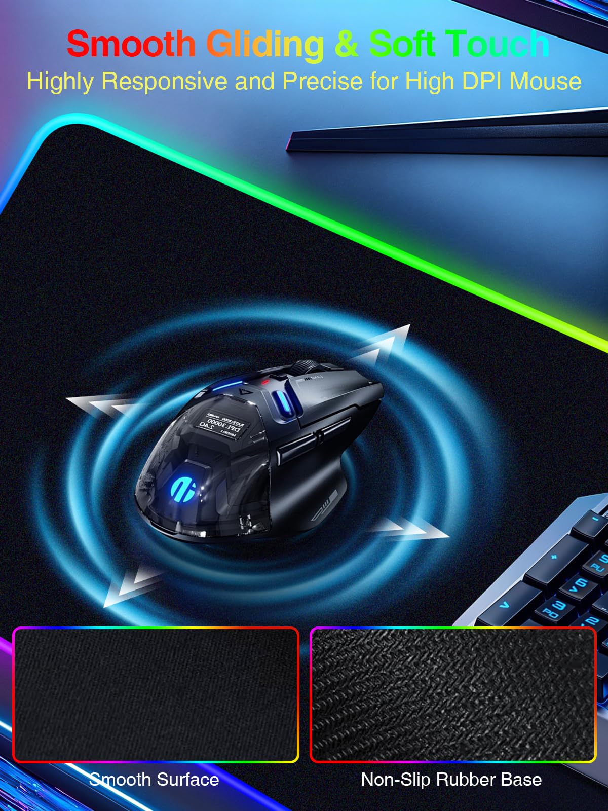 Wireless Charging Mouse Pad Gaming, 31.5"x11.8" Large Desk Mat, Waterproof