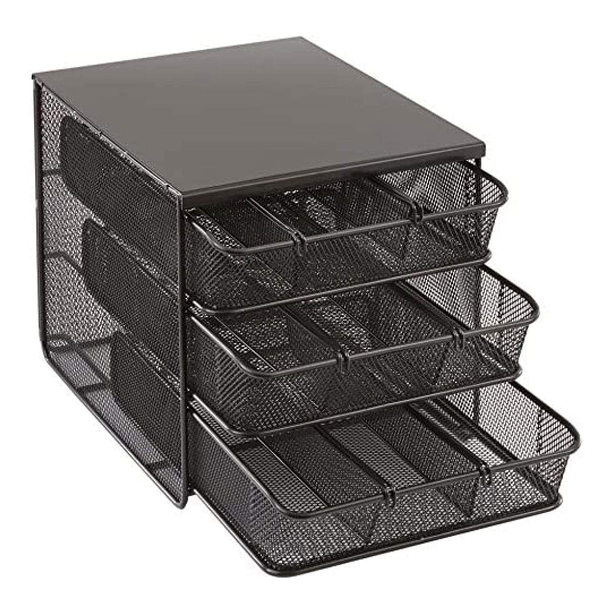 Safco Onyx Hospitality Organizer, 3 Drawers, For Snacks, Coffee Pods, Sugar Sweetener, Stirrer
