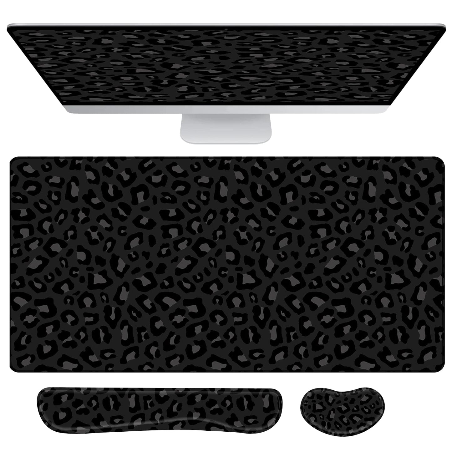 Deokke 3Pcs Large Gaming Mouse Pad Desk Mat,Keyboard Mouse Wrist Rest Support Set,Extended Laptop