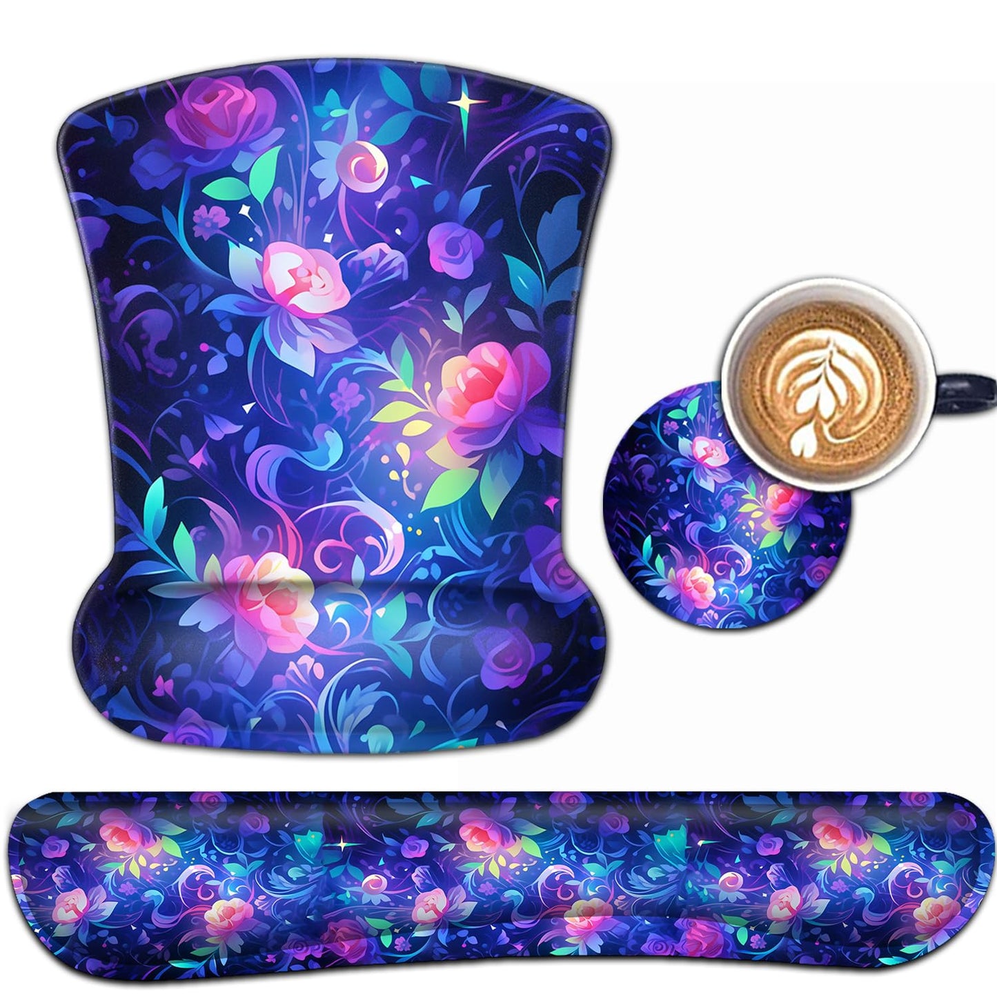 Keyboard Wrist Rest and Mouse Pad Wrist Support Set, Ergonomic Gel Mouse Pad Wrist Rest with