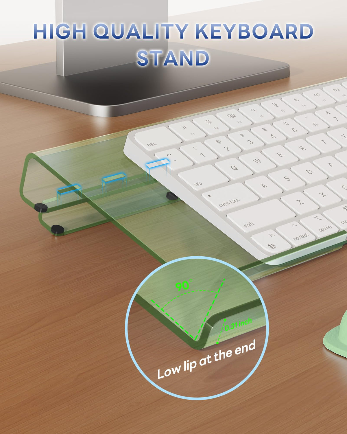 Adjustable Computer Keyboard Stand for Desktop, Keyboard Wrist Rest(Green)