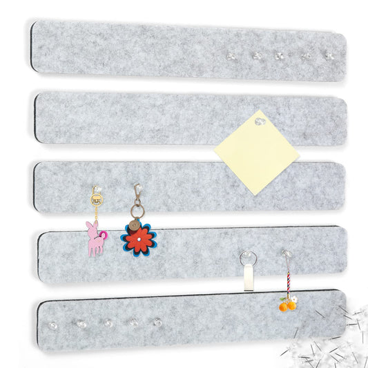 5 Pack Felt Pin Board Bar Strips Bulletin Board for Bedrooms Offices Home Wall Decoration, Notice